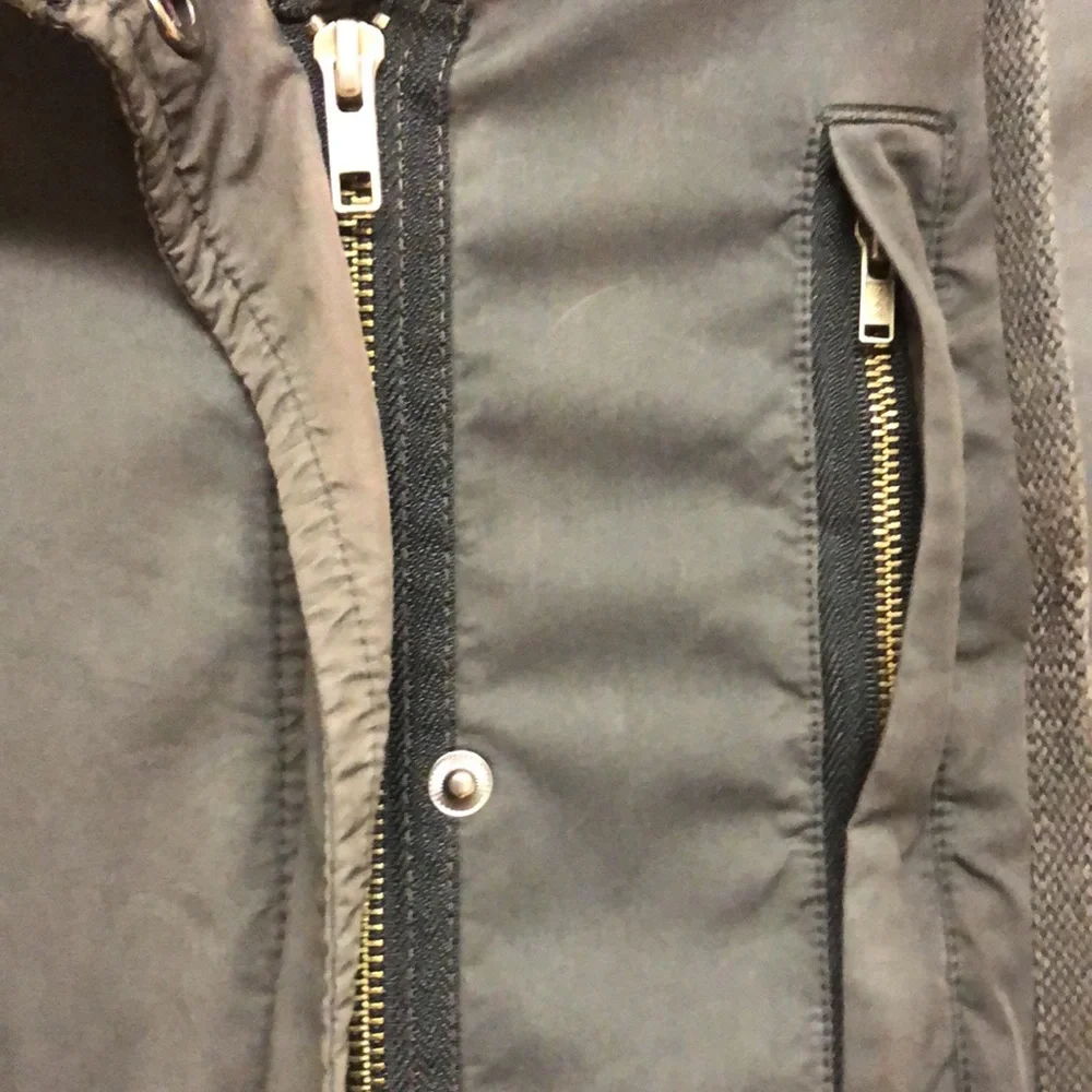James Perse Cotton Blend Olive Green Gray Army Utility Jacket Hood 2 S 6 8 - Picture 8 of 11